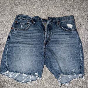 Levi's Blue Distressed Denim Shorts